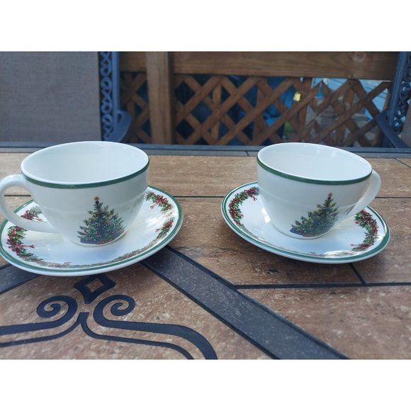 2 Christopher Radko Traditions Holiday Celebrations Cups & Saucers - Picture 1 of 3